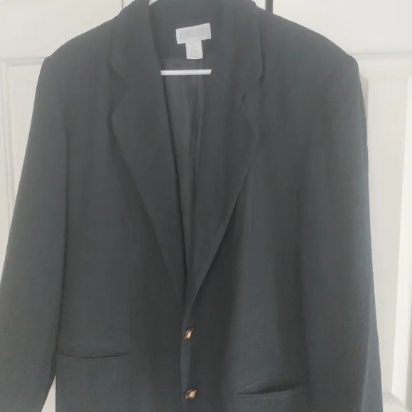 Land's End Women's Black Wool Woven Blazer 12 - Picture 7 of 11